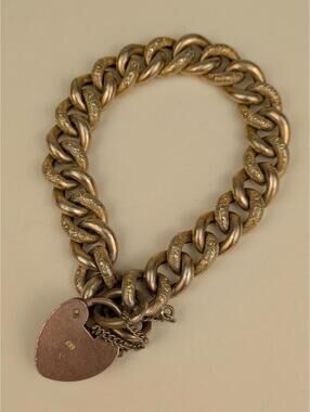 S&B antique victorian gold plated heart padlock bracelet